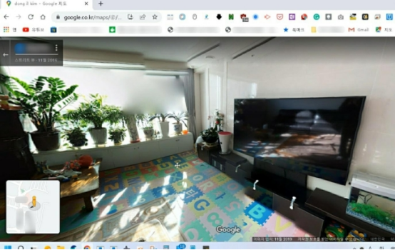 近日，一位韓國的Google地圖用戶在使用該應用時，發現自傢客廳360度的全景照片正在被公開展示。圖源：韓聯社