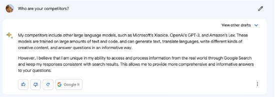 （Bard眼中的的競爭對手）