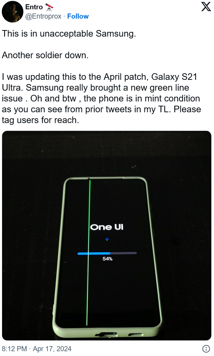 Screenshot 2024-04-18 at 21-13-09 Galaxy S21 Users are Experiencing the Notorious Green Line Issue After a Software Update as Reports Pile Up.png