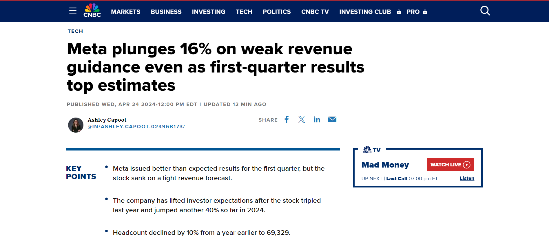 圖片來源： CNBC報道截圖